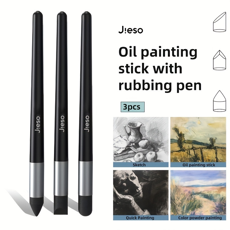 

3-pack Jieso Art Painting Sticks, Multi-functional Smudging & Wax Crayon Tool For Blending & , With Sponge Rubber Blending Pen, Sponge Rubber Material For Art Painting