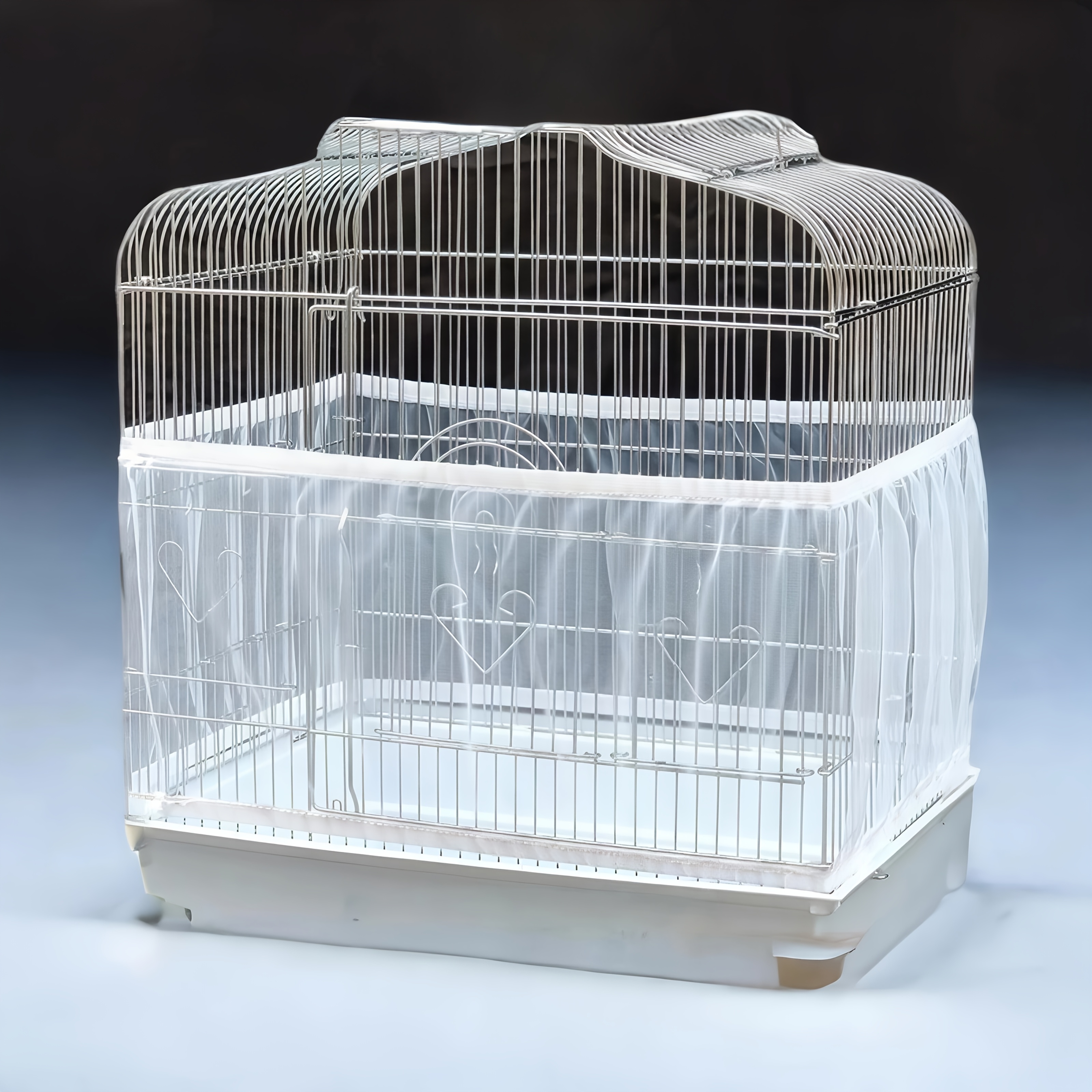 TEMU 2 piezas Cubierta de tul de red para jaula de pájaros - Cubierta de red transpirable antisalpicaduras y contra derrames para jaula de pájaros -