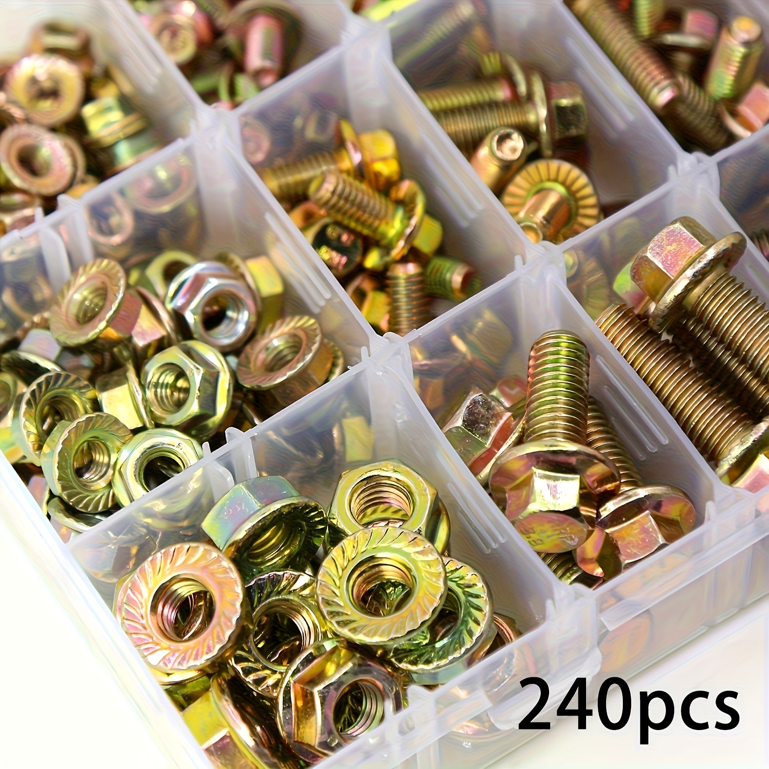 SUANXULIMI 240 piezas de tornillos y tuercas hexagonales M5, M6, M8 en acero aleado resistente a la corrosión grado 8.8 - 14 tamaños comunes para proyectos DIY, mantenimiento, etc., almacenados en caja transparente