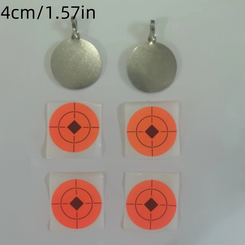 2pcs Thickened Stainless And 4pcs Stickers, 1.18in/1.57in Metal Targets, Suitable For Shooting Practice And Improving Accuracy Labels