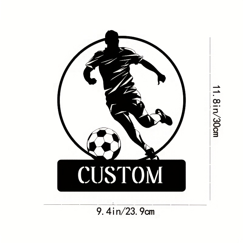 TEMU Custom Metal Wall Art For Football Boys - A Personalized Name Sign, Gift For Soccer Fans, Featuring A Matte End, Reusable, Perfect For Home,