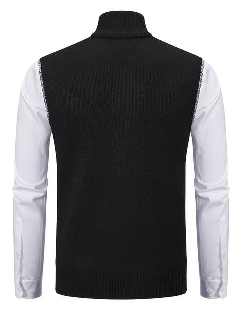 2pcs spring autumn style sweater knit vest zipper cardigan with real pockets solid color unisex vest