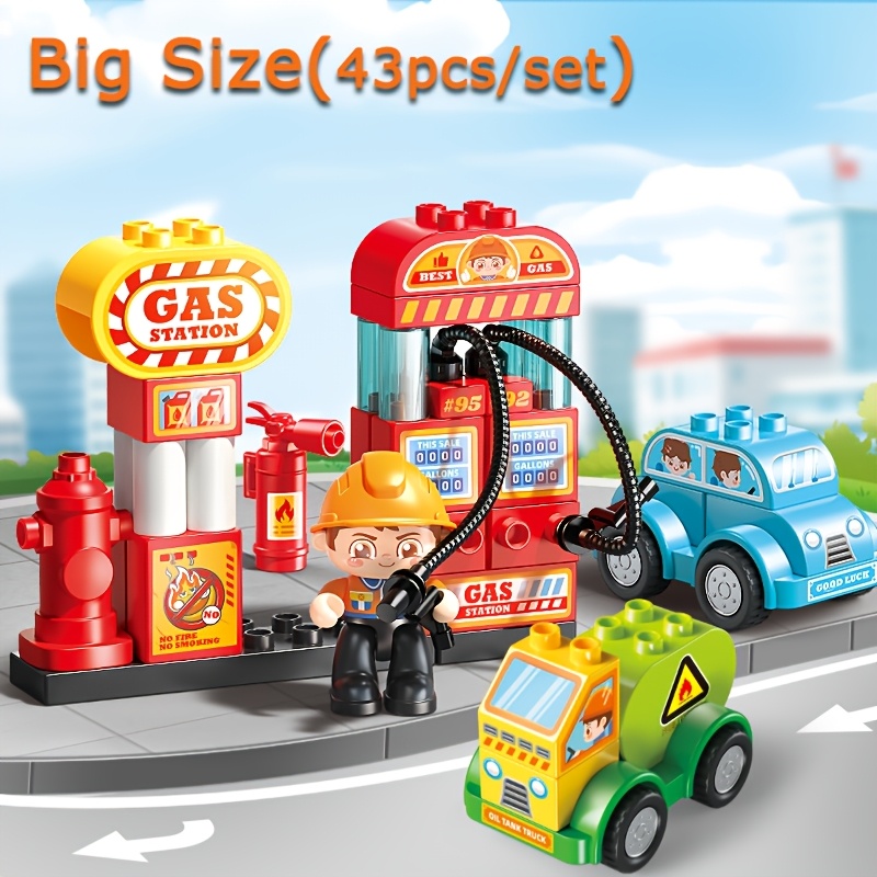 Image of 43pcs/set Big Size Series Building Blocks, Gas Station Assembly Model Toys, Assembly Building Bricks Toys, Thanksgiving/christmas Gifts/birthday Gifts For Boys And Girls