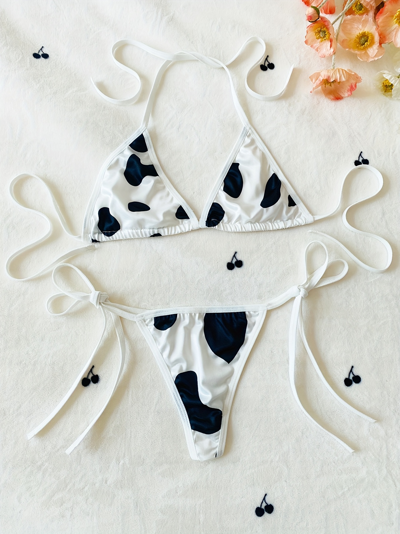 cow print lingerie sold on Temu United States
