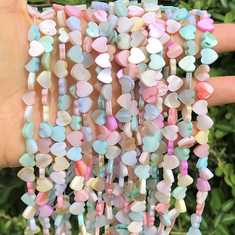 

8mm Shell Bead Heart Charms In Pastel Colors - Perfect For Diy Jewelry And Accessories - Annebeads
