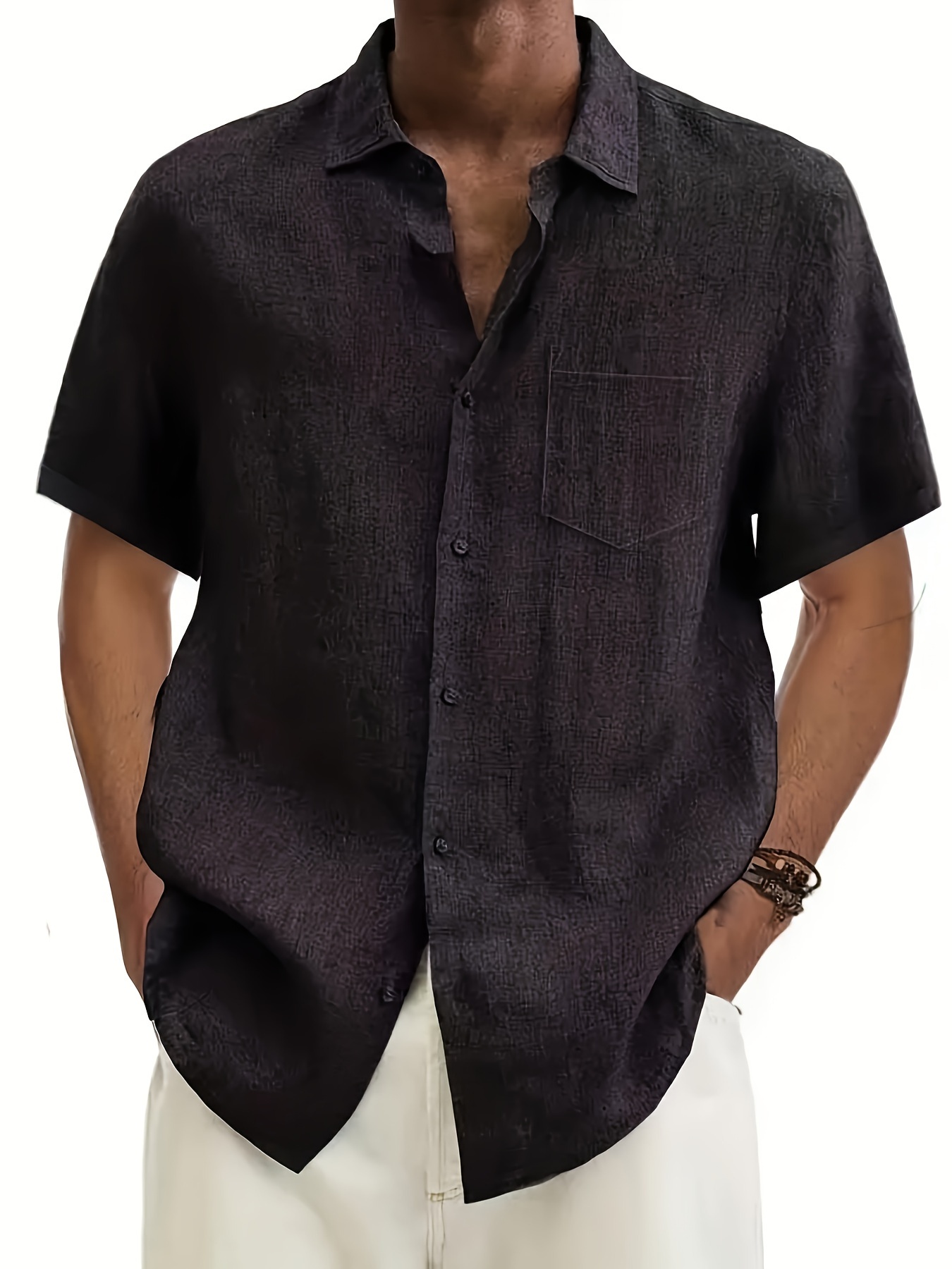 Plus Size Men's Cotton Casual Shirts Beach Comfy Short - Temu