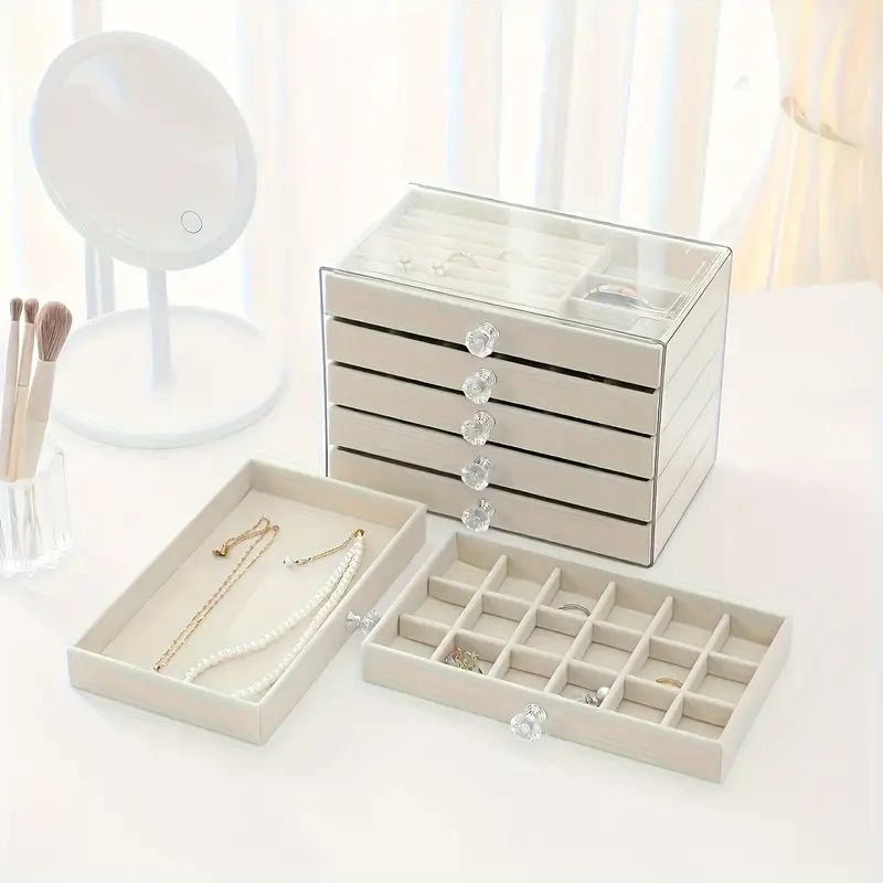 latest 2025 stackable acrylic jewelry organizer with 5 drawers womens for earrings necklaces bracelets storage solution jewelry boxes Product details 0