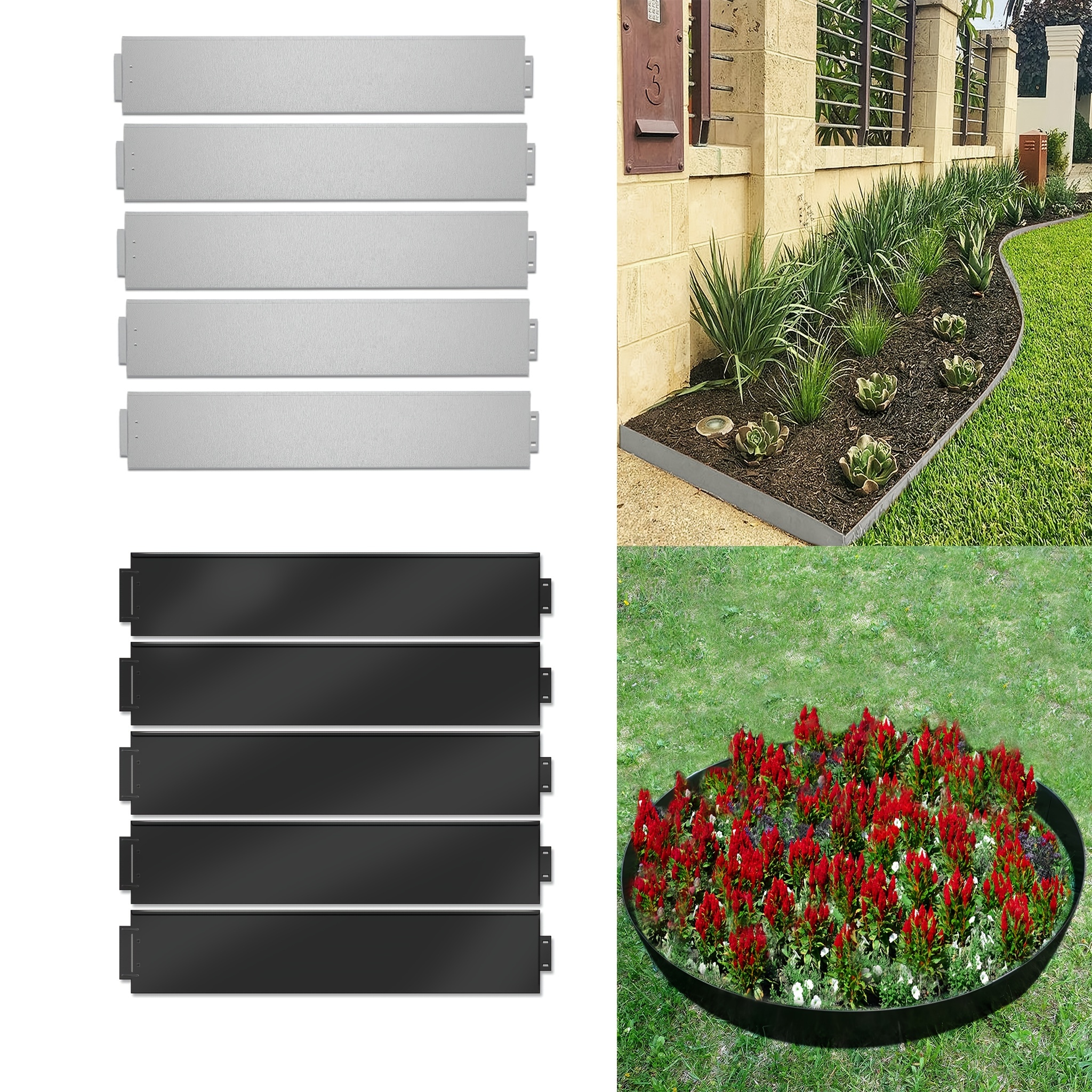 

Lawn Edge Metal Bed Edging Galvanized Bed Edging Mowing Edge Metal Lawn Edge Galvanized , For Yard Silver/black