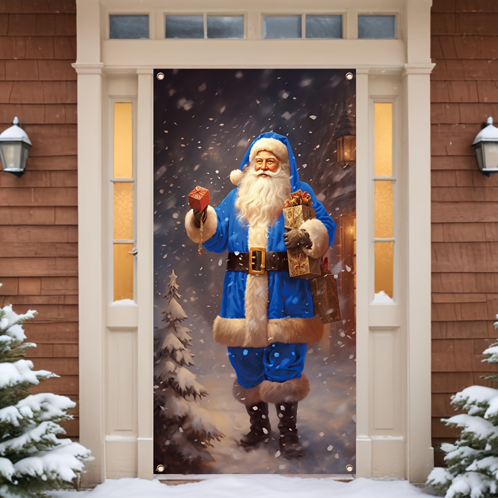 

Santa Claus Door Banner - Easy-hang Polyester, Christmas & Winter Celebrations, 35.4x70.8 Inches