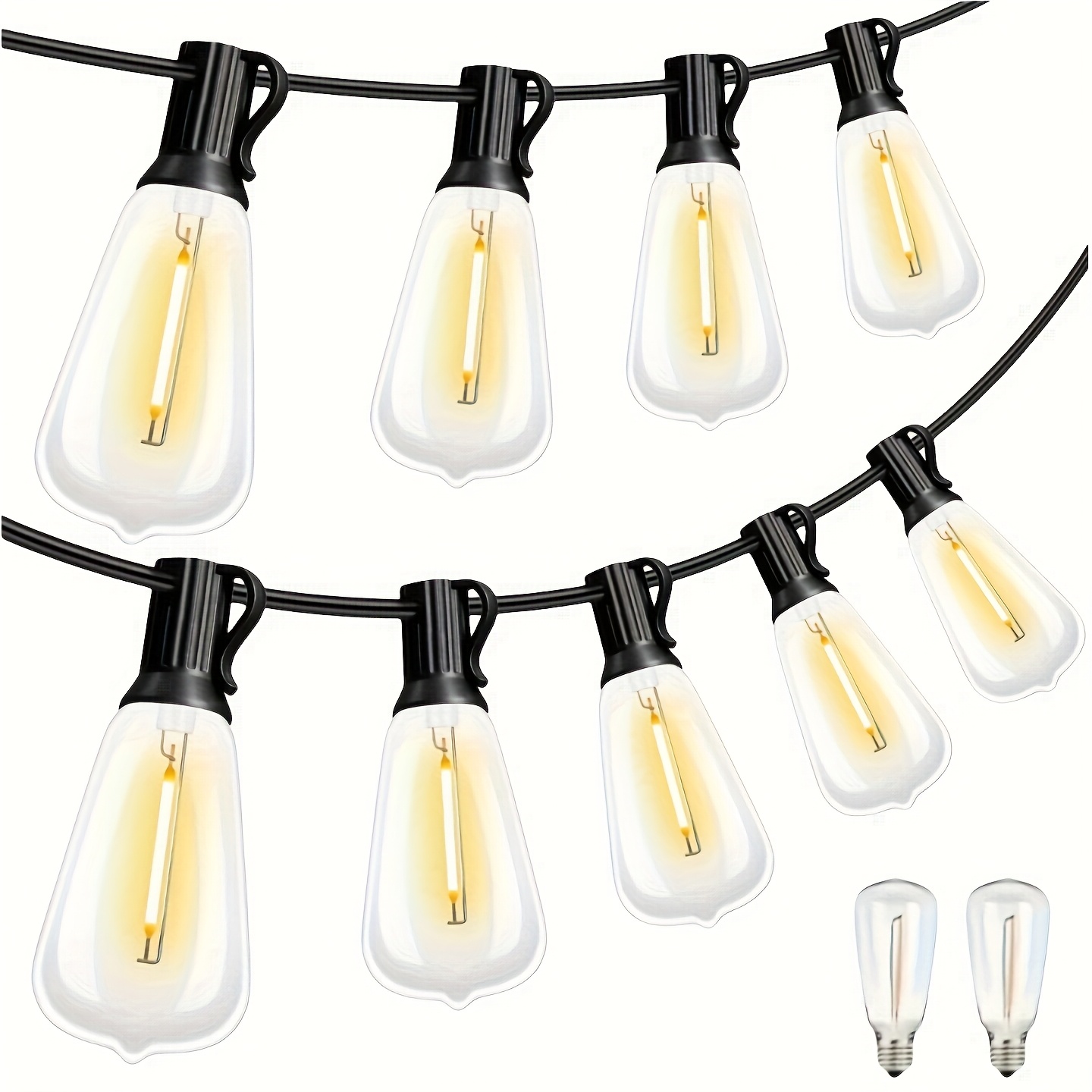   50ft 100ft 150ft outdoor string lights shatterproof patio lights with 20 1   2   2 led edison bulbs   st38 hanging light dimmable indoor outdoor lights for backyard balcony party porch garden decor for outside
