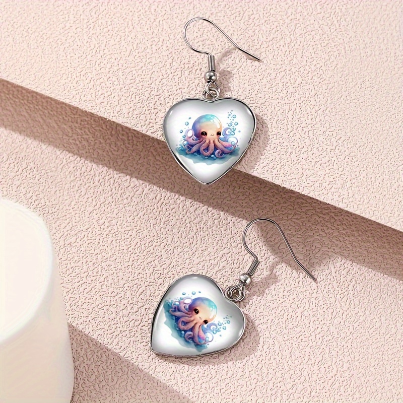 Cute Octopus Heart-Shaped Earrings for Women
