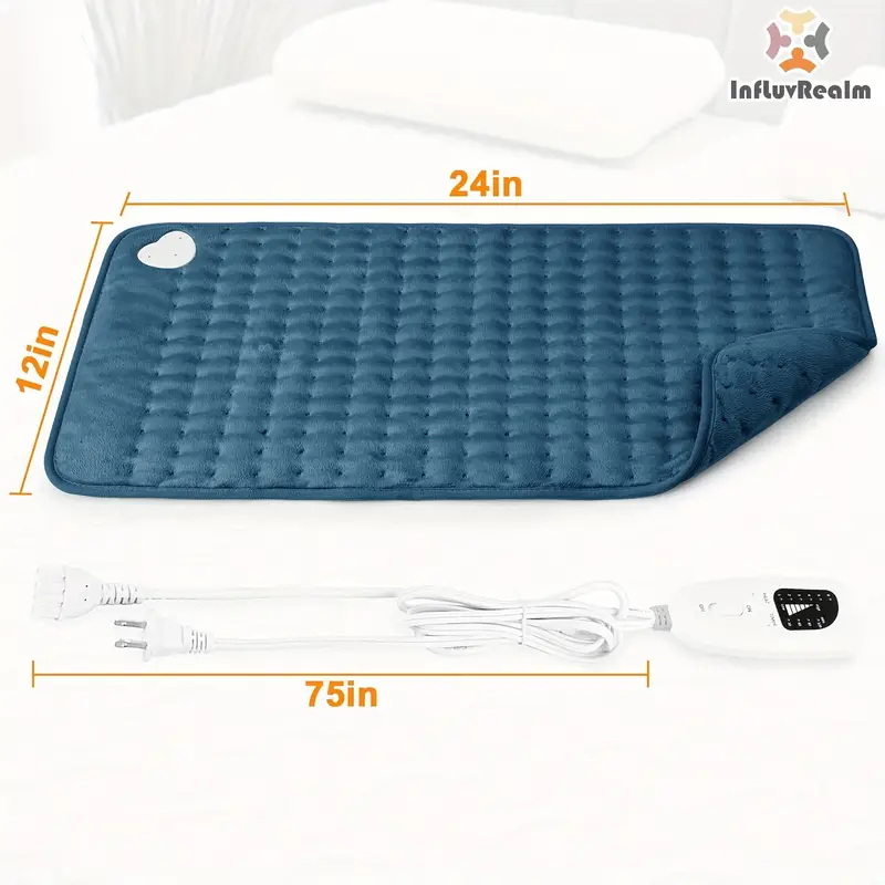 electric heating pad for back neck shoulder knee leg 6 heat levels up to 150 f 2 hour auto off 12x24 inch soft flannel machine washable gift for men mom dad portable heat premium look pad durable Product details 2