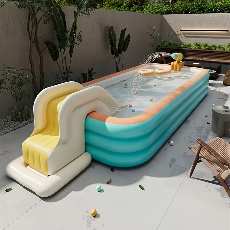 1pc large inflatable   water park indoor outdoor use pvc material multiple components   family   and summer pool parties outdoor   inflatable pool