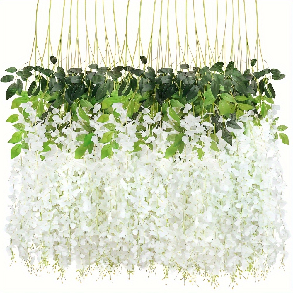 

12pcs Wisteria Artificial Flower Garland, Artificial Wisteria Vine Hanging Flower, Suitable For Home Garden Outdoor Ceremony Wedding Arch Flower Decoration, Spring And Decoration