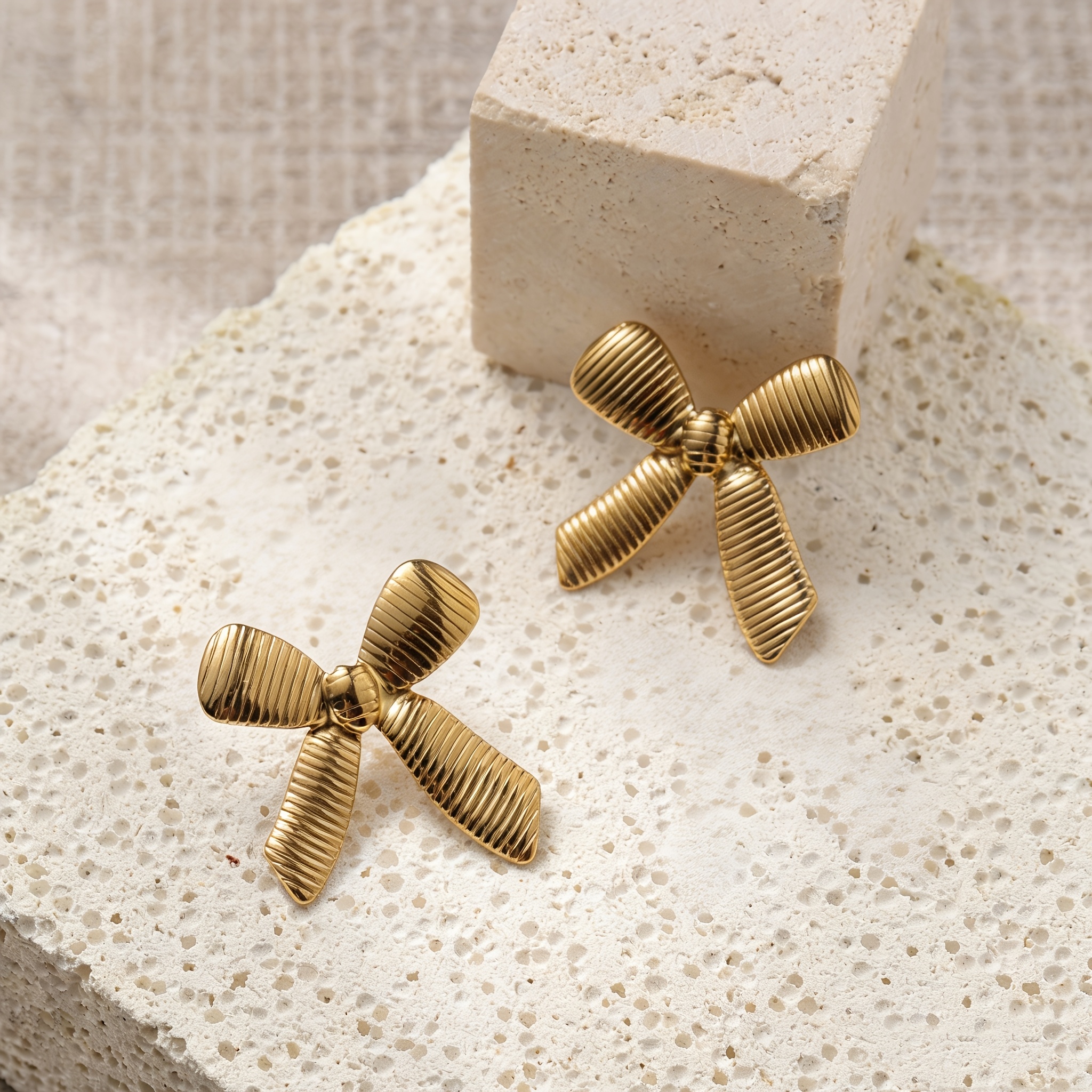Sweet Bow Stainless Steel Butterfly Stud Earrings