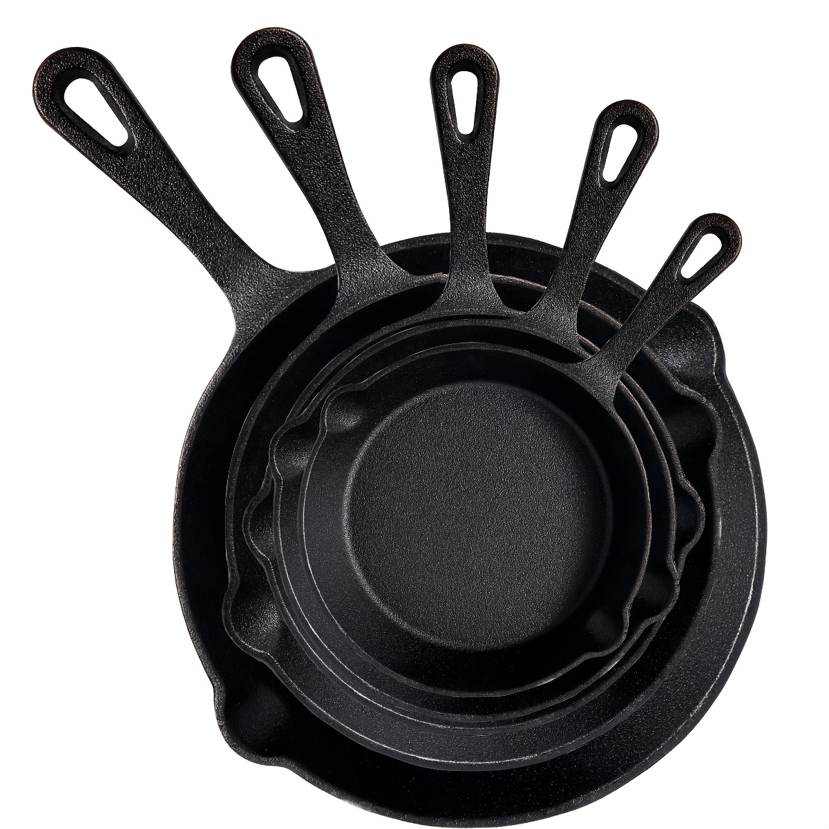 TEMU 3/4/5pcs Cast Set, Black, In Sizes For Different Uses - Kitchen, Outdoors, Suitable For Frying, Stir-frying, Cooking, Pizza, And More Utensil
