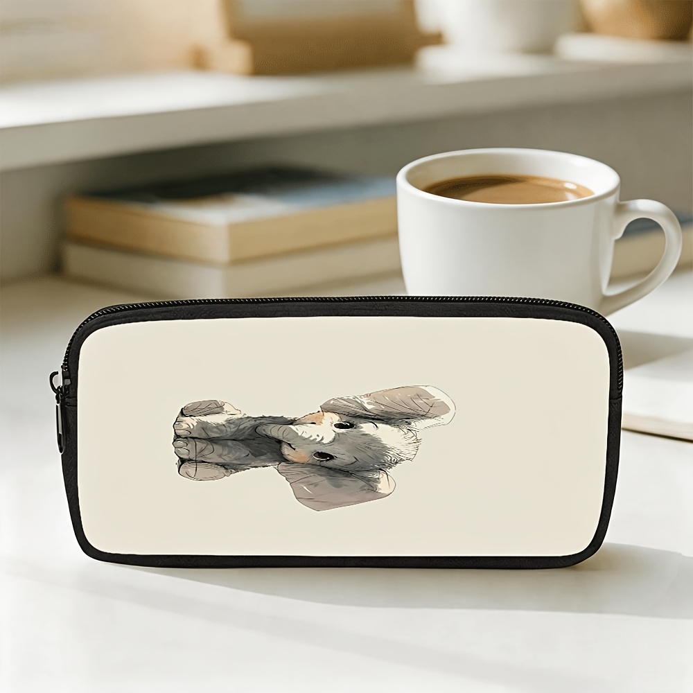 Large Zipper Elephant Baby Pattern Printed Pencil Case