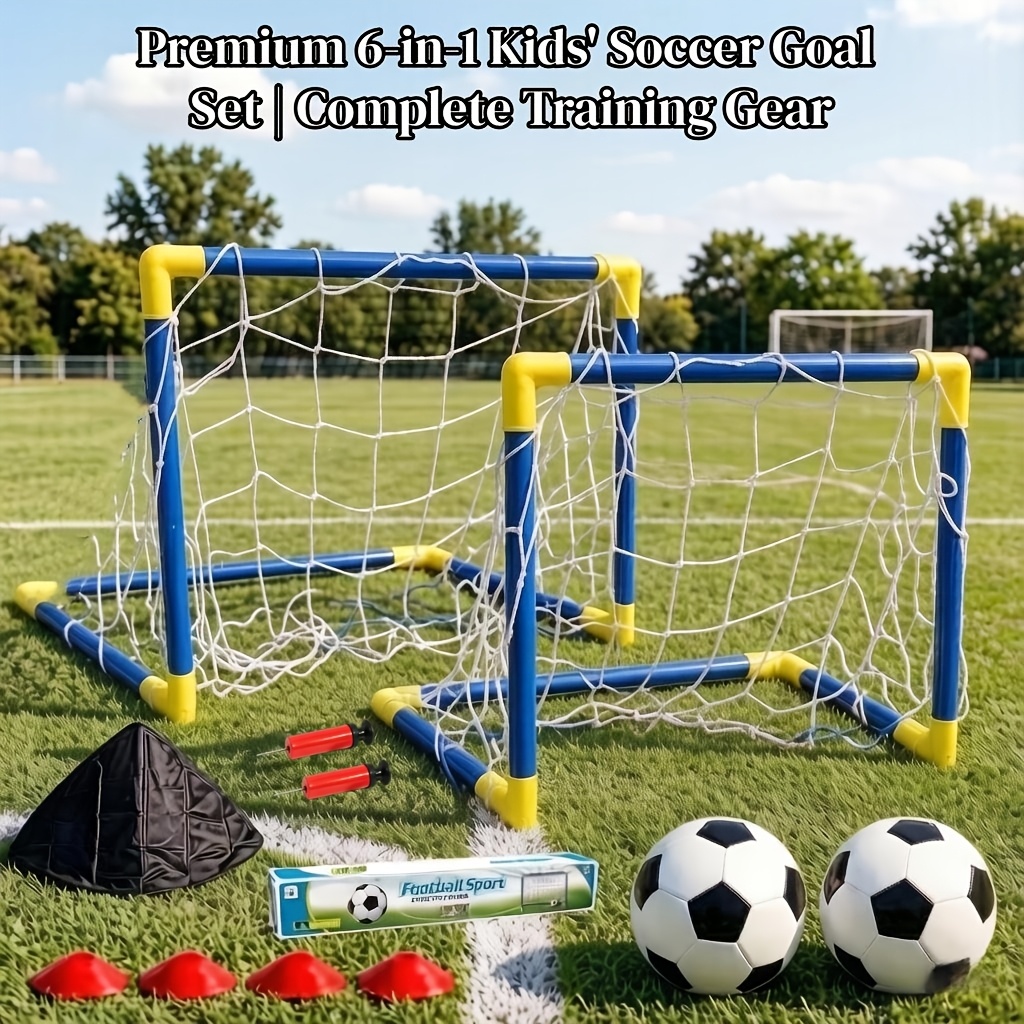 TEMU Soccer Goal Set Includes Pump And Soccer Ball Portable Easy Assembly Goal For On The Kids Foldable Detachable Soccer Goal Frame Toy For Indoor