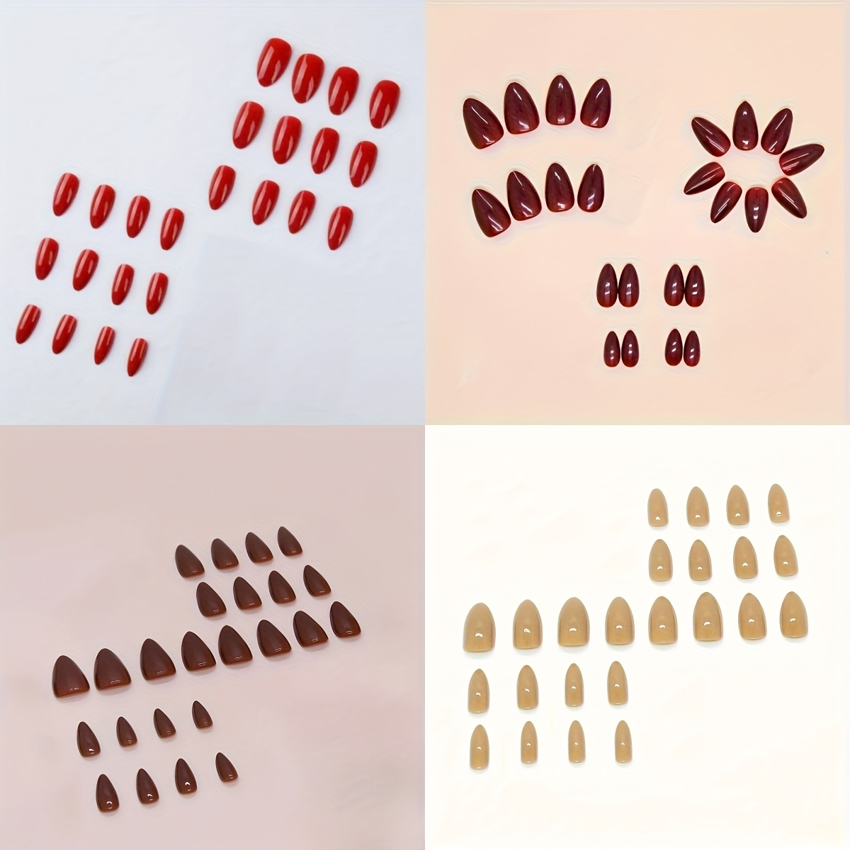 TEMU 96pcs Press On Nails - Medium Almond, Glossy Effect ( Series), Full Cover Acrylic False Nails For Women Removable Fake Nails And Reusable Y2k