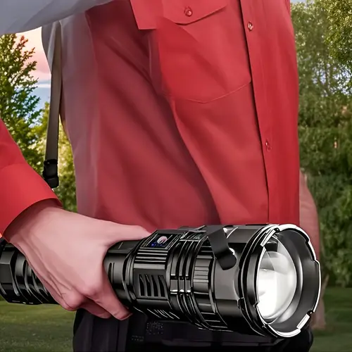 1pc large flashlight with side light lighting distance built in large capacity battery for long cross body for easy carrying suitable for outdoor equipment and equipment