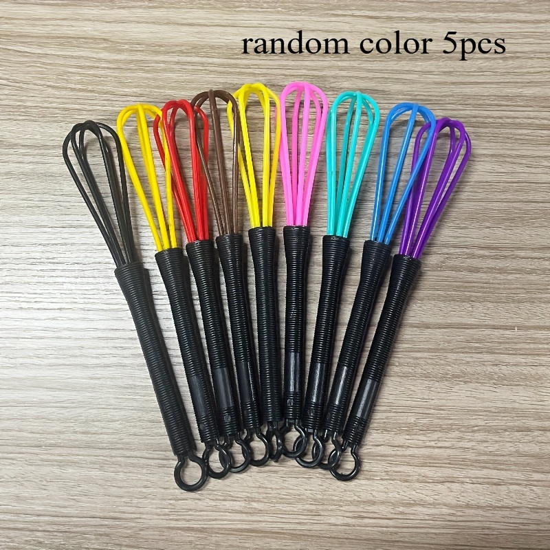 Image of 5pcs Whisk Mini Rotary Mixer Beaters Balloon Dyeing Paste Mixing Rod, Hair Oil Mixing And Coloring Rod (random Color)