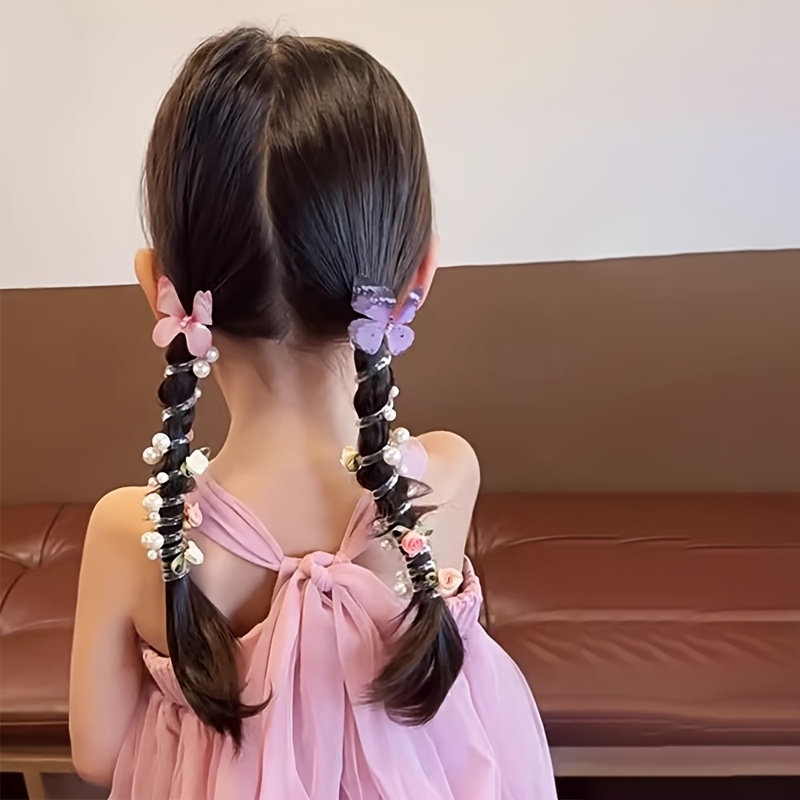 2pcs AYLHFO Mesh Butterfly Headbands for Girls - Cute Round Pearl & Floral Design, Perfect for Daily & Party Wear, All-Season Use, Everyday Headwear | Playful Accessory | Durable Plastic Headband, Butterfly Hair Accessories