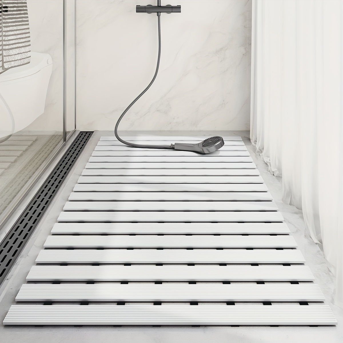   non slip bathtub mat   suction cup bathroom mat pvc black white striped ideal for shower and bathtub safety shower mat Product details 0