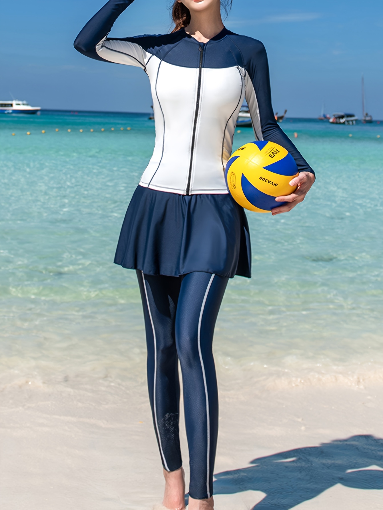 long swimming dress for ladies womens 5pcs sleeve long pants sports vest style swimsuit dress one piece