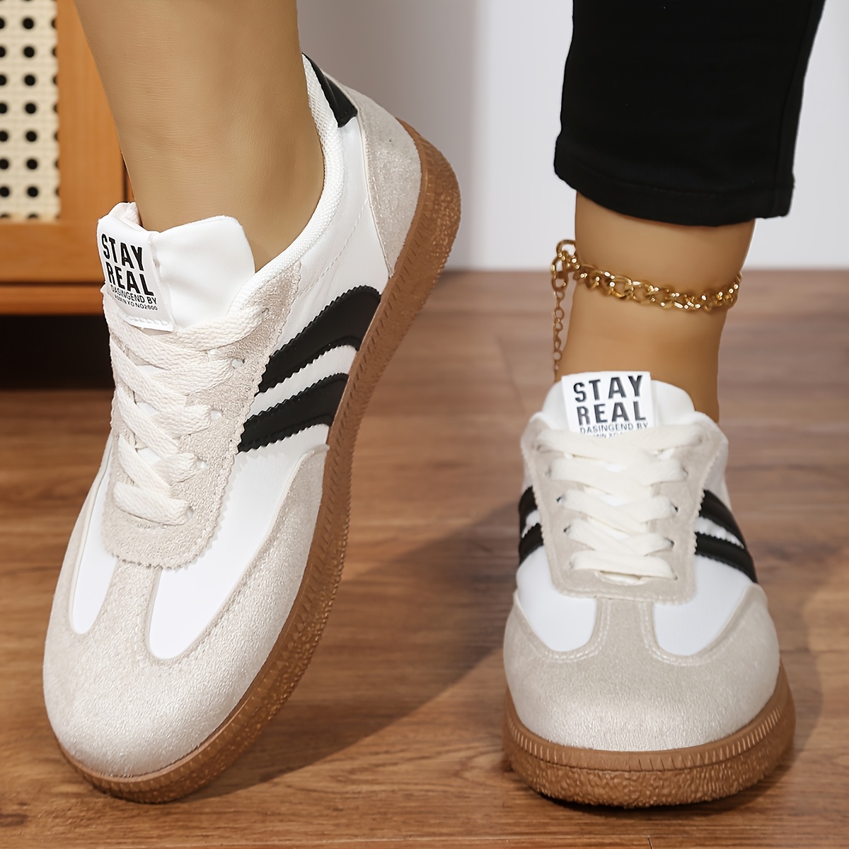 TEMU [sneakers] Women's -season Comfortable White, Black, Green, Blue, Purple Wearable Trendy Versatile Outdoor Hiking Trendy Skate Shoes