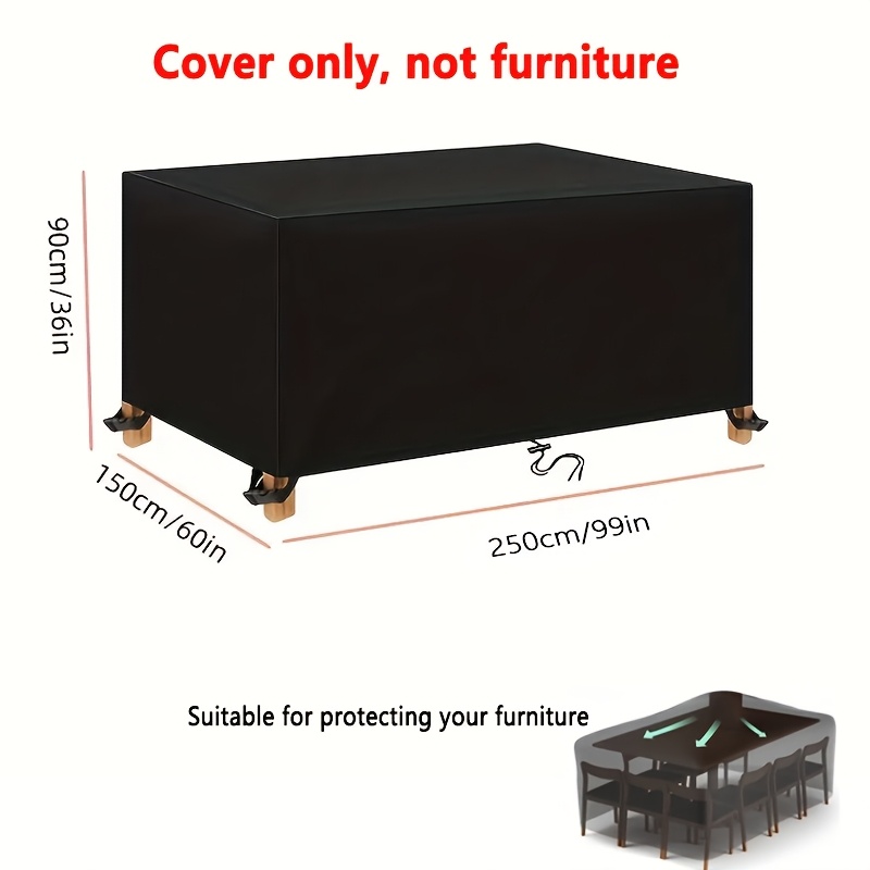 1pc Heavy-duty & Uv- 210d Oxford Fabric Patio Furniture Cover With 4-button Locking System,all- Square Table/chair/sofa, For Outdoor,deck,balcony ( Use
