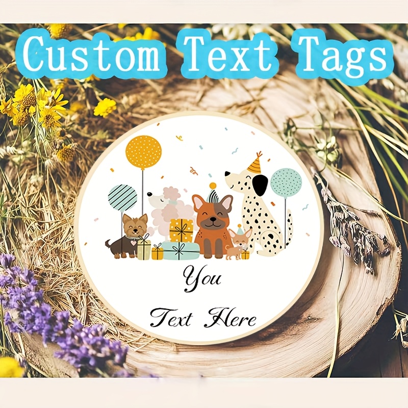 TEMU Pegatinas redondas personalizadas con un diseño de perro de dibujos animados, perfectamente adecuadas para envolver regalos con temática de