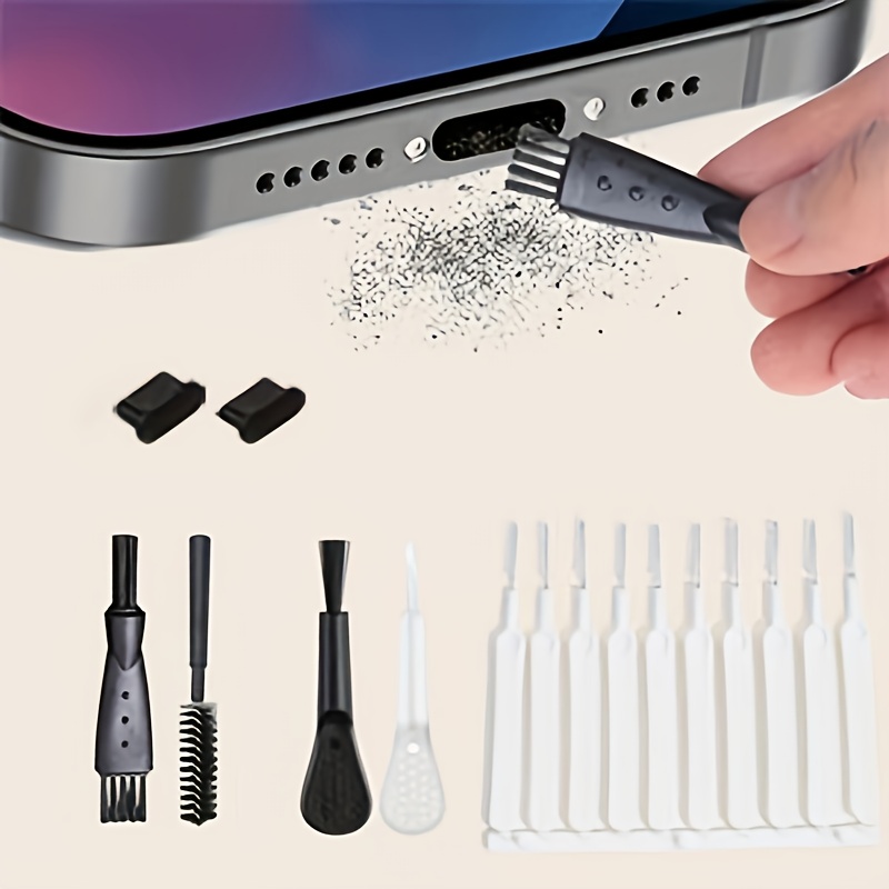 16pcs usb c dust plug and cleaning tool kit suitable for tech devices   port covers keyboard brush and nylon tools for dust cleaning
