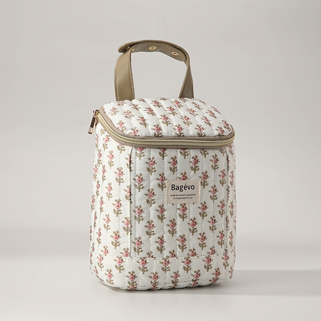 TEMU Floral Cooler Bag Insulated Diaper Bag For Boys And Girls, Quilted Thermal Milk Bottle Pouch For Outdoor