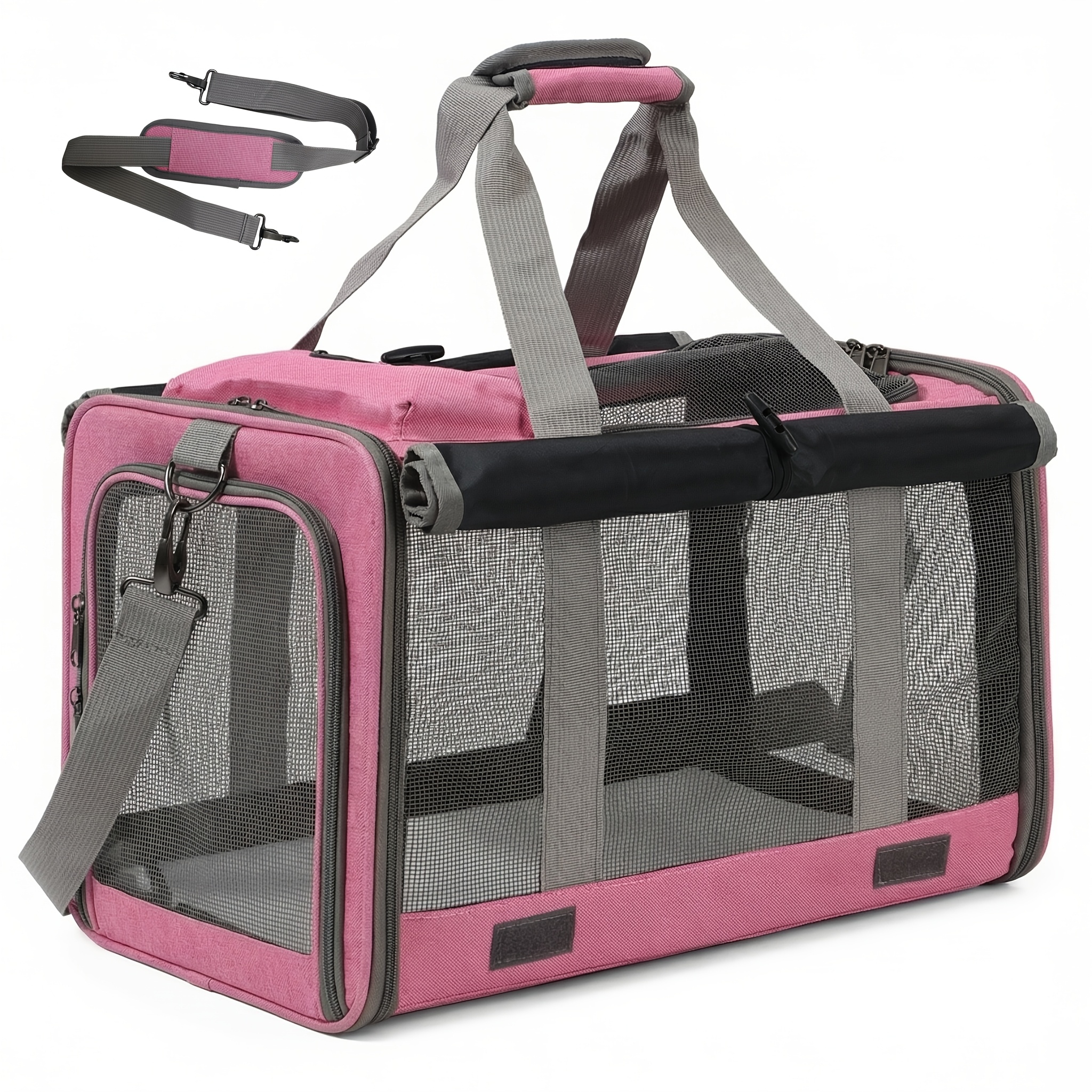 TEMU Soft-sided, Airline Approved Medium Cat And Small Dog Carrier - Durable, Breathable, Collapsible Travel Crate With Privacy Features, Easy To