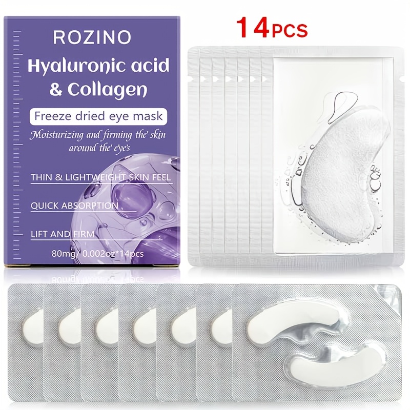 Image of 14pcs [ Dissolving]hyaluronic Acid Collagen Freeze Dried Eye Mask- Out Puffy Eye & Wrinkles , Under Eye Patches For Puffy Eyes, Dark Circles, Moisturize, , Improved , Loose, Swollen Signs, Test