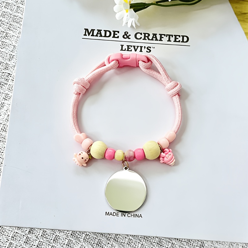 Custom Dopamine Pet Collar with Handmade Braided Stainless Steel Tag