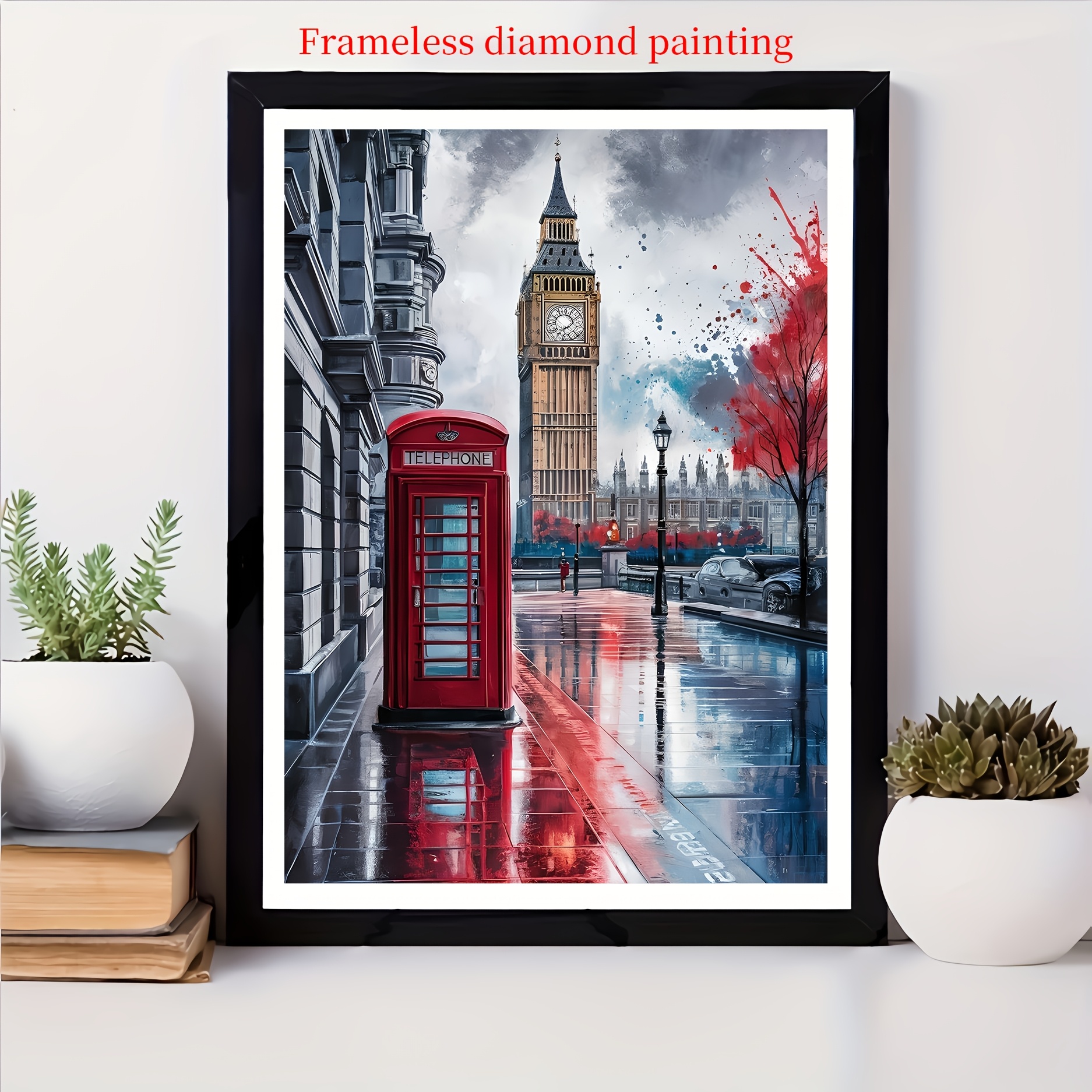 

Telephone Booth Painting Kit For Adults, 5d Diamond Embroidery Kit With Tools, Home Wall Mosaic Decoration, Suitable For Beginners Diy Holiday Gift 1pc