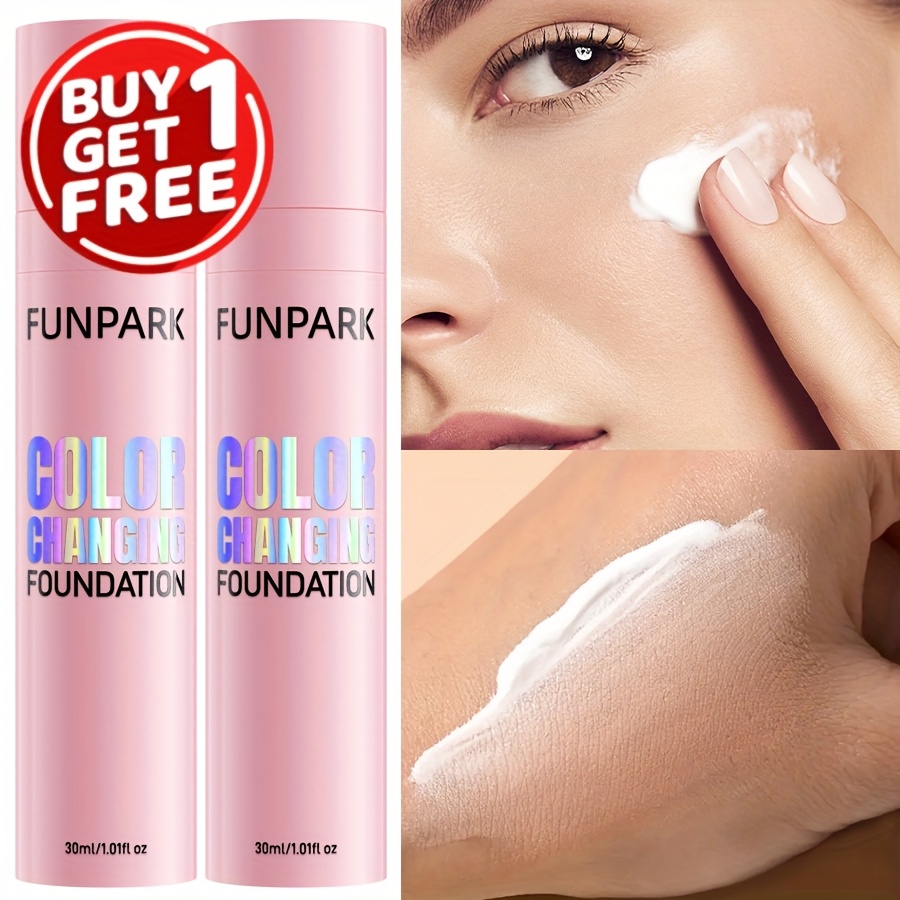 Image of 2pcs Color-changing Foundation, Foundation For Women, Non-sticky, Long-lasting Makeup Foundation, Lightweight, Natural, Tone, Adjusts Uneven Skin Tone, , Portable Travel Makeup