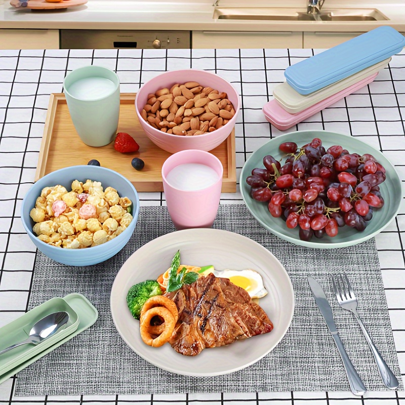 yuhuphyllic 16pcs black plastic dinnerware set microwave Temu