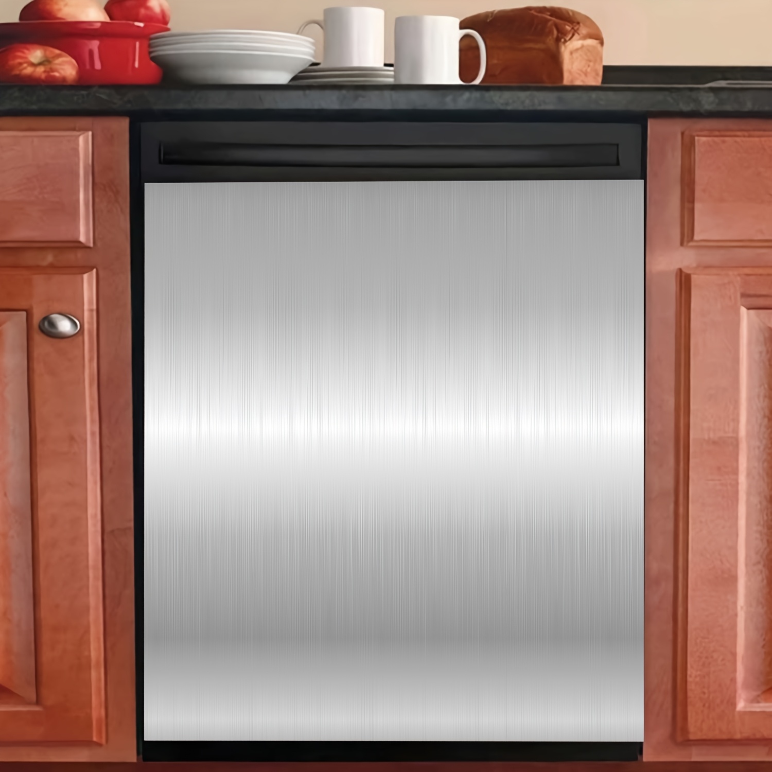 

Modern Magnetic Dishwasher Cover - Stainless Steel , Repair Panel, Kitchen Appliance Decor, 23''x25.59'', Self-adhesive, Reusable, Dishwasher Magnetic Cover Decorative