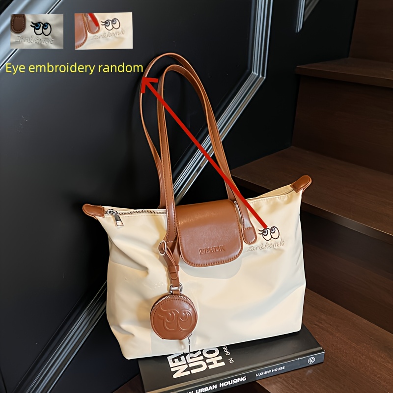 Women's Easy Large Capacity Tote Bag Dumpling Bag Shoulder Bag Handbag With Random Eye Embroidery Thread