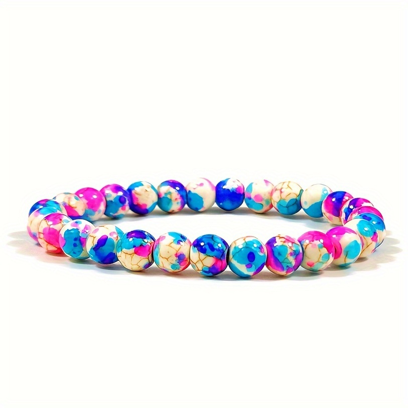 QKEPCY Set Bracciale Elastico Boho con Pietre Naturali - Braccialetti Pop-Corn Impilabili per Drenaggio Linfatico da Donna