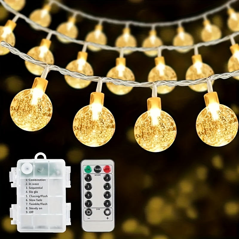 

Globe String Lights (warm White), 33 Feet 100 Led Remote Control Timer 8 Modes Dimmable Bubble Lighting For Outdoor Indoor Decor