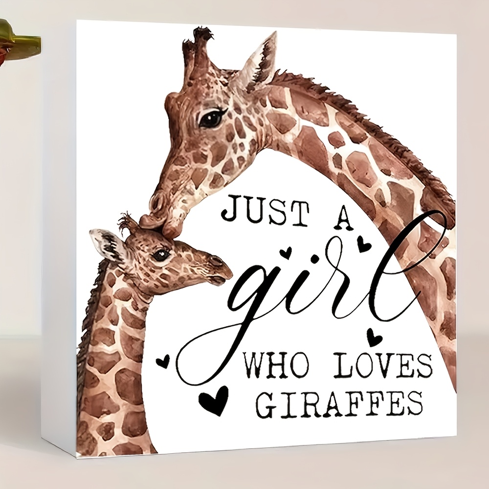 TEMU 1pc Who Giraffes Wooden - Retro & Mother Giraffe Nursery Decor, Wood Plaque With English Lettering, Desktop Ornament Suitable For Home, Nursery,