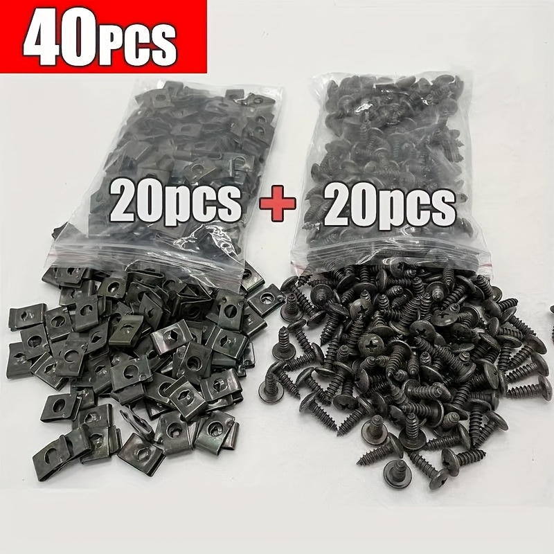100/40/20pcs Hybrid Car Motorcycle Metal Screw Tap Fastener Clip With Screw Anti-rust Protection Clip Turnbuckle, Bumper Fastener Anti-rust Clip