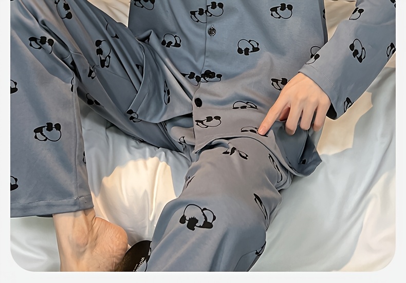 2025 New Men's Pajamas Pure Cotton Long Sleeve Spring and Autumn Models Teenager Winter Summer Boy Cartoon Home Clothes Set
