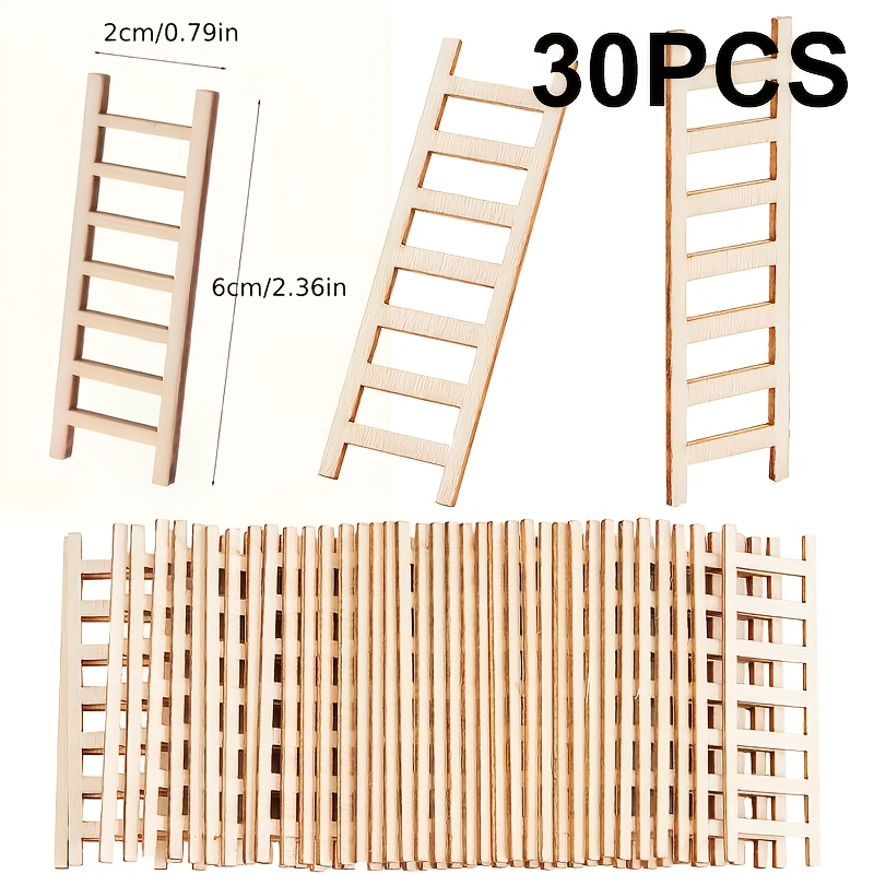 30/60 Mini Wooden Ladder Furniture Ladder House Decoration Diy Craft Accessories For Landscape Decor