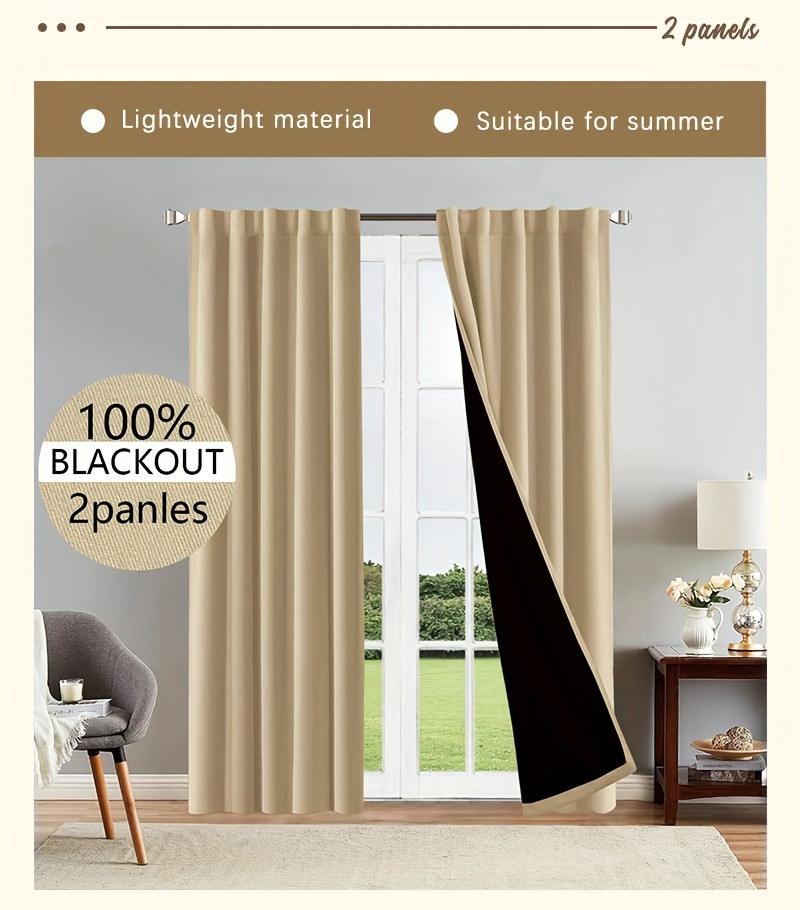 2pcs modern blackout curtains thermal insulated twill weave polyester noise reduction light blocking for living room bedroom study hook   pocket hanging     theme details 9