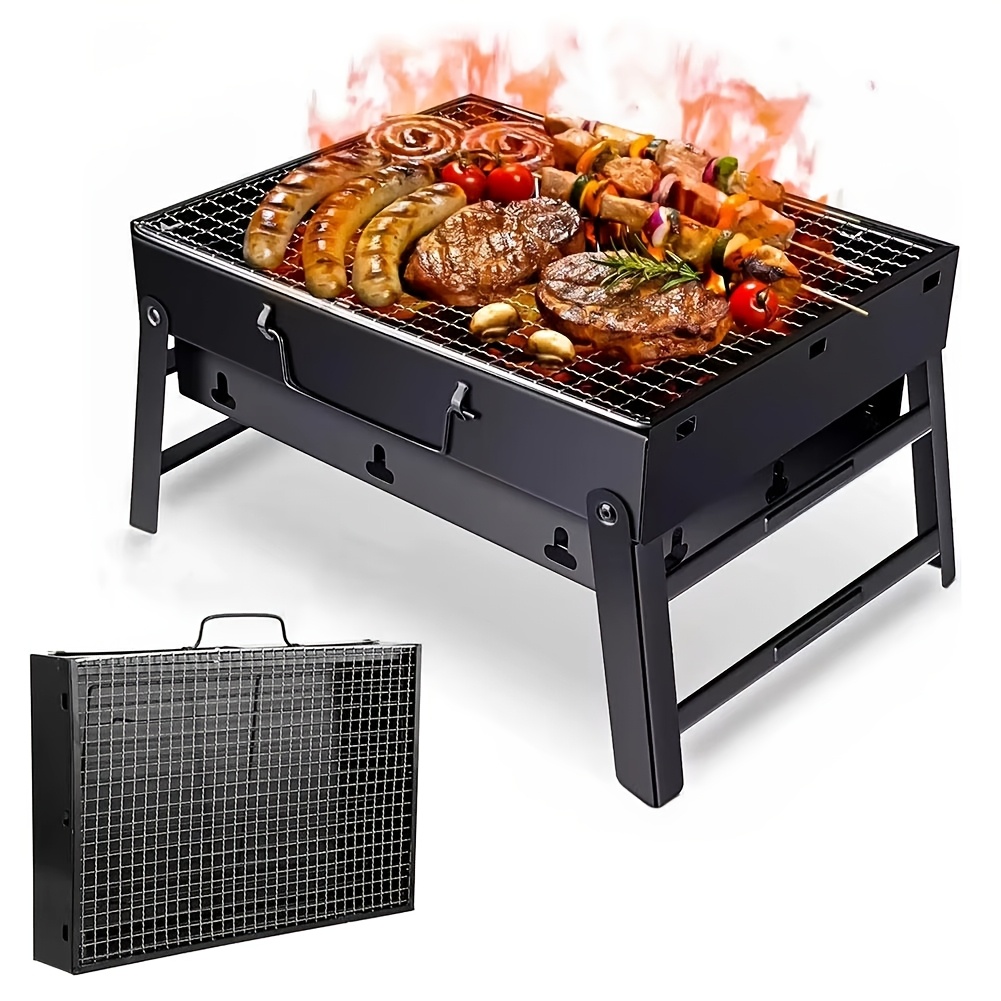 

1 Set Large Folding Portable Barbecue Charcoal Grill, Barbecue Desk Tabletop Outdoor Bbq Grill For Backyard And Camping Picnics Beach