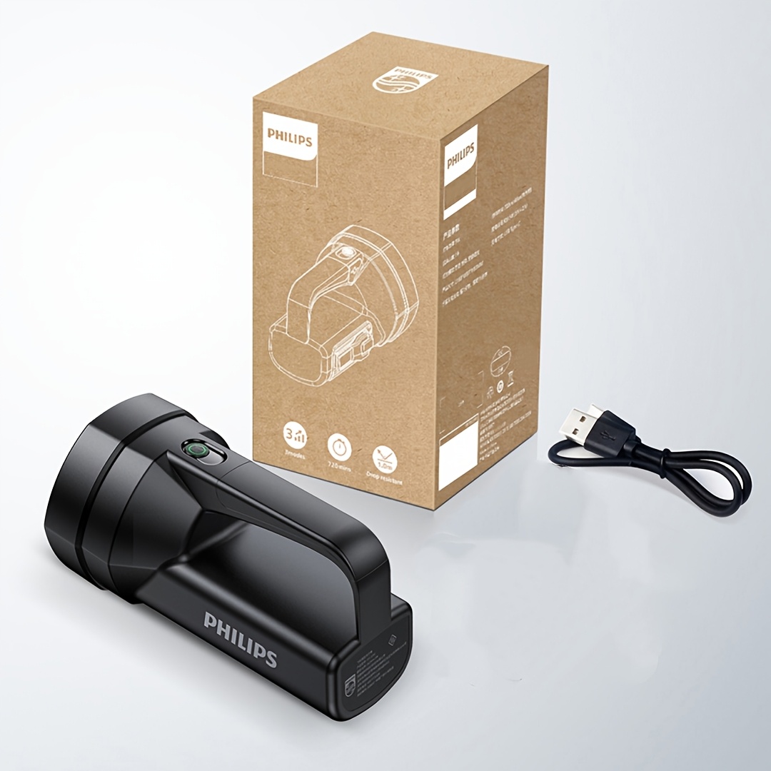 TEMU Lampe de poche Philips haute luminosité, avec fonction d'urgence à , modes d'éclairage réglables, une batterie haute capacité pour une autonomie